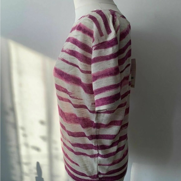 Monsoon Linen Blend Knit Top Pink And Beige Size Small - Picture 6 of 9